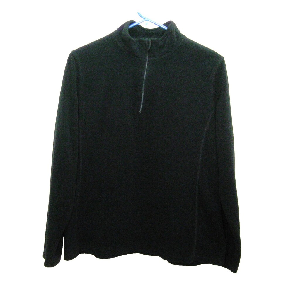 CHAMPION Women's (Size Large) Solid Black 1/4 Zip Fleece Front Sweatshirt Top